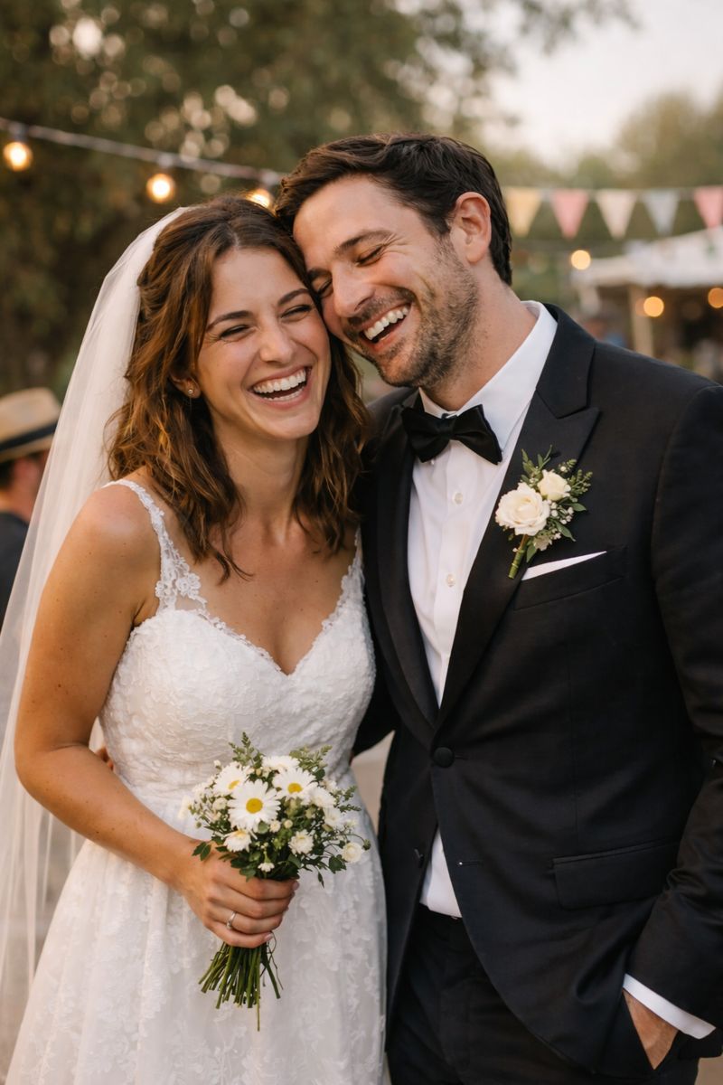 Pareja-de-recien-casados Pareja de novios muy felices en una boda en Madrid